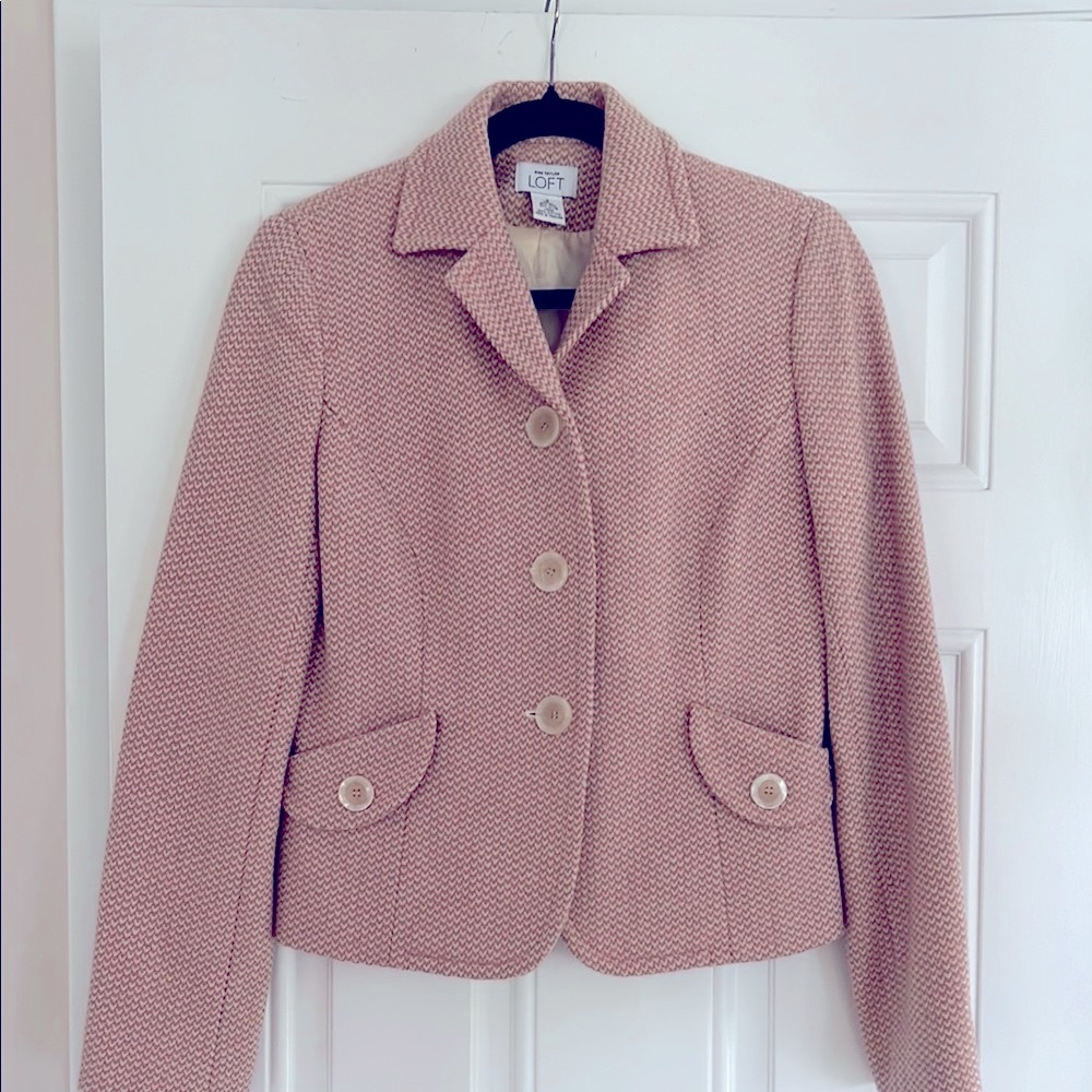 LOFT Pink Wool Blazer Tailored Suit Jacket